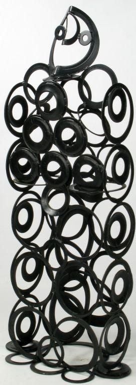 American 4' Metal Sculpture Of Man - Welded Steel Rings