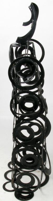 Mid-20th Century 4' Metal Sculpture Of Man - Welded Steel Rings
