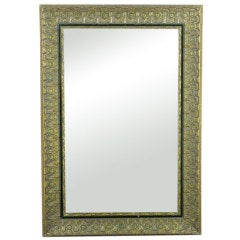 Egyptian Inspired Carved Wood and Gilt Gesso Mirror