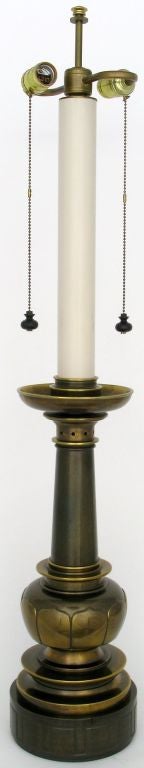 American Impressive Pair Of Neoclassical Brass Table Lamps By Stiffel