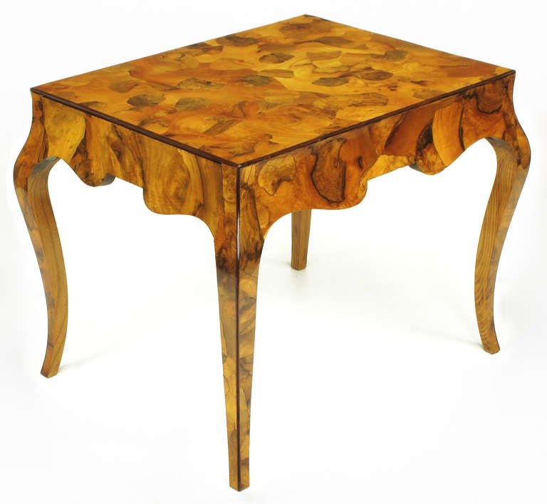 Pair Italian Oyster Burl Cabriole Leg End Tables at 1stdibs