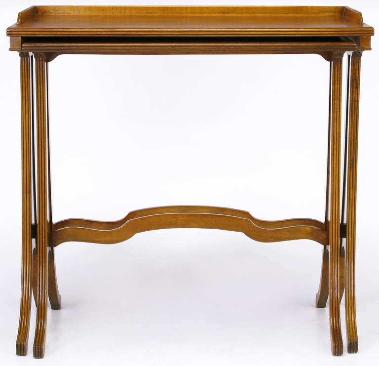 American Baker Art Nouveau Style Burled Walnut Nesting Tables