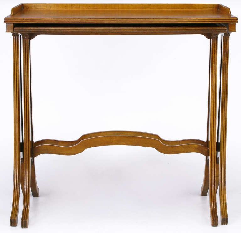 American Baker Art Nouveau Style Burled Walnut Nesting Tables For Sale