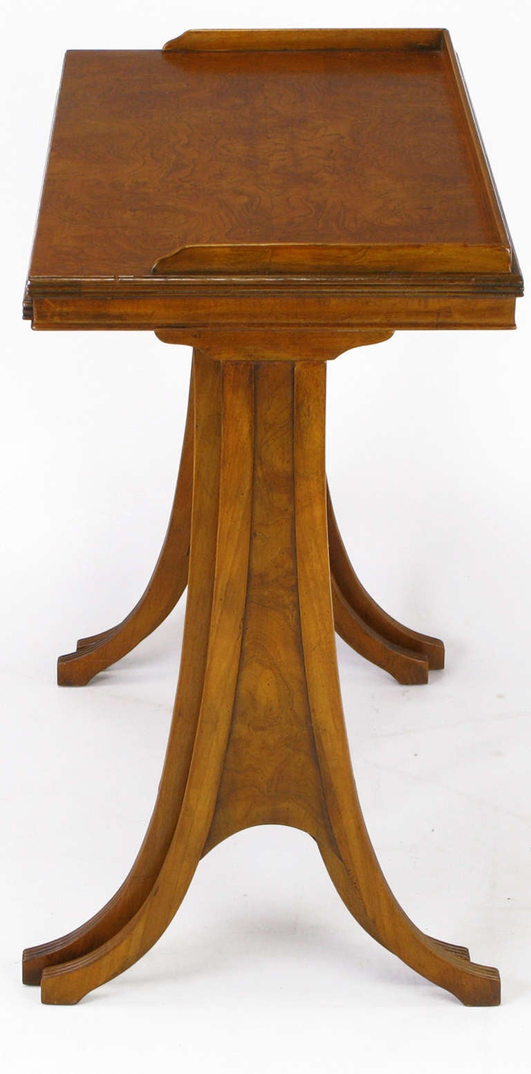 Baker Art Nouveau Style Burled Walnut Nesting Tables 3