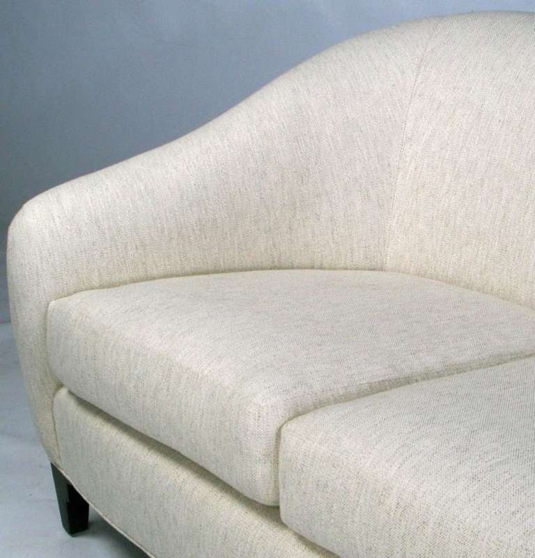 Wood Donghia Sofa In Heathered White Stroheim & Romann Hemp Linen
