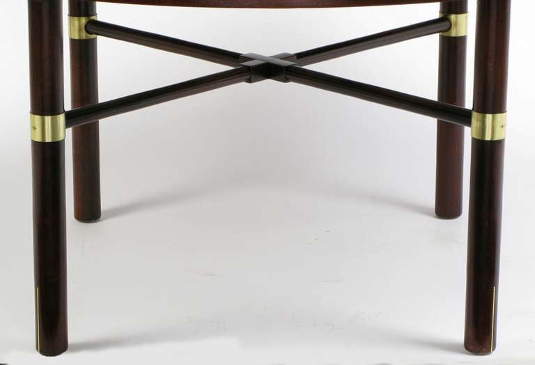 Round Harvey Probber Figured Walnut & Marble Game Table In Excellent Condition In Chicago, IL