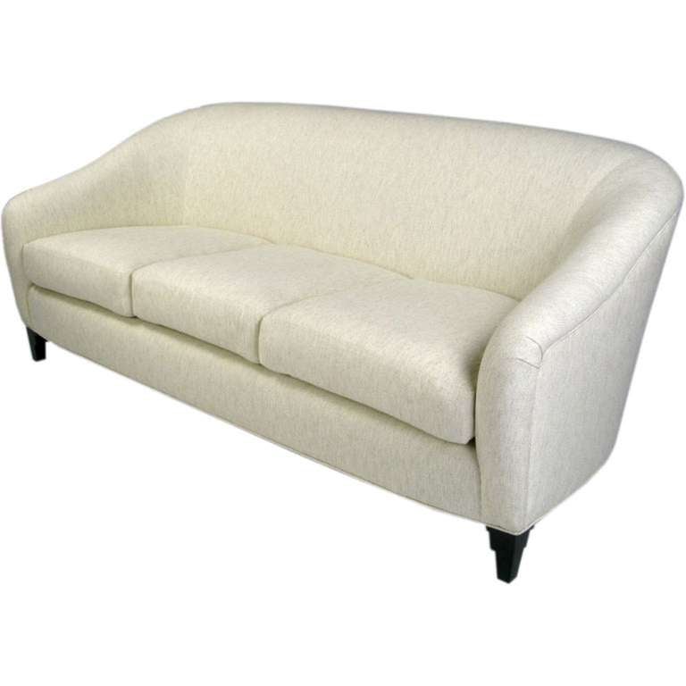 American Donghia Sofa In Heathered White Stroheim & Romann Hemp Linen