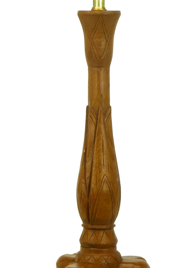 Pair of Tall Hand-Carved Hardwood 