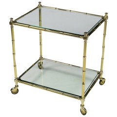 Vintage Italian Bamboo Form Brass Bar Cart