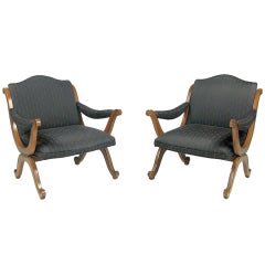 Pair Of Curule Form Regency Arm Chairs