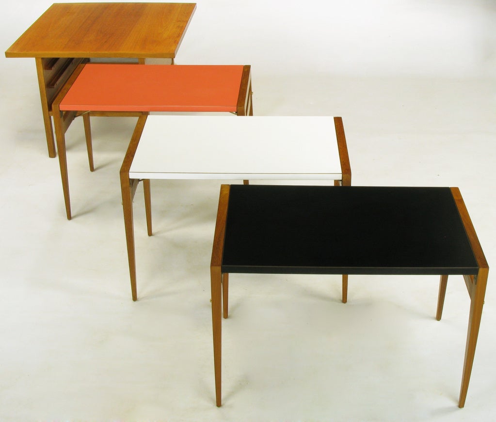 Mid-20th Century John Keal Walnut Coffee Table With Three Folding Side Tables