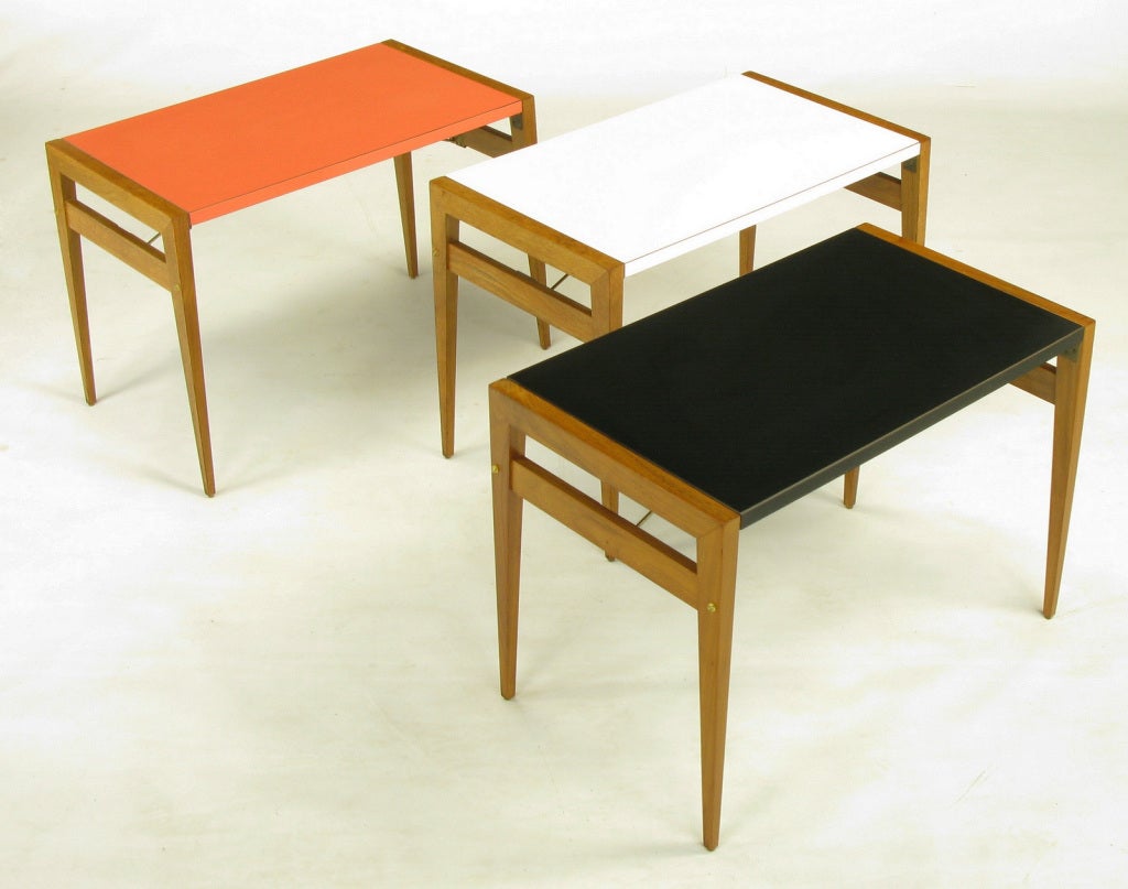 John Keal Walnut Coffee Table With Three Folding Side Tables 1