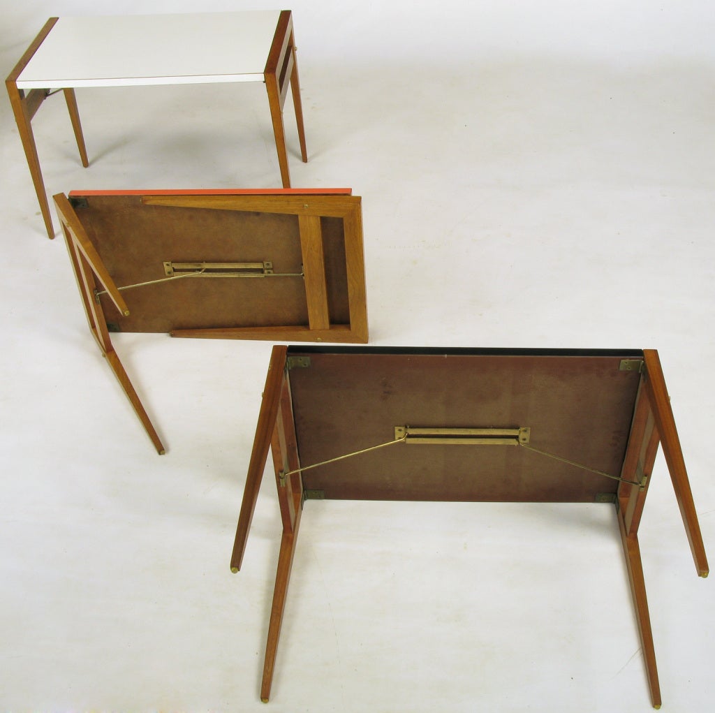 John Keal Walnut Coffee Table With Three Folding Side Tables 3