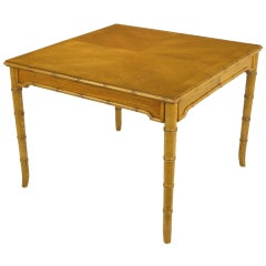 Chinoiserie Parquetry Top  Dining Table With Bamboo Saber Legs