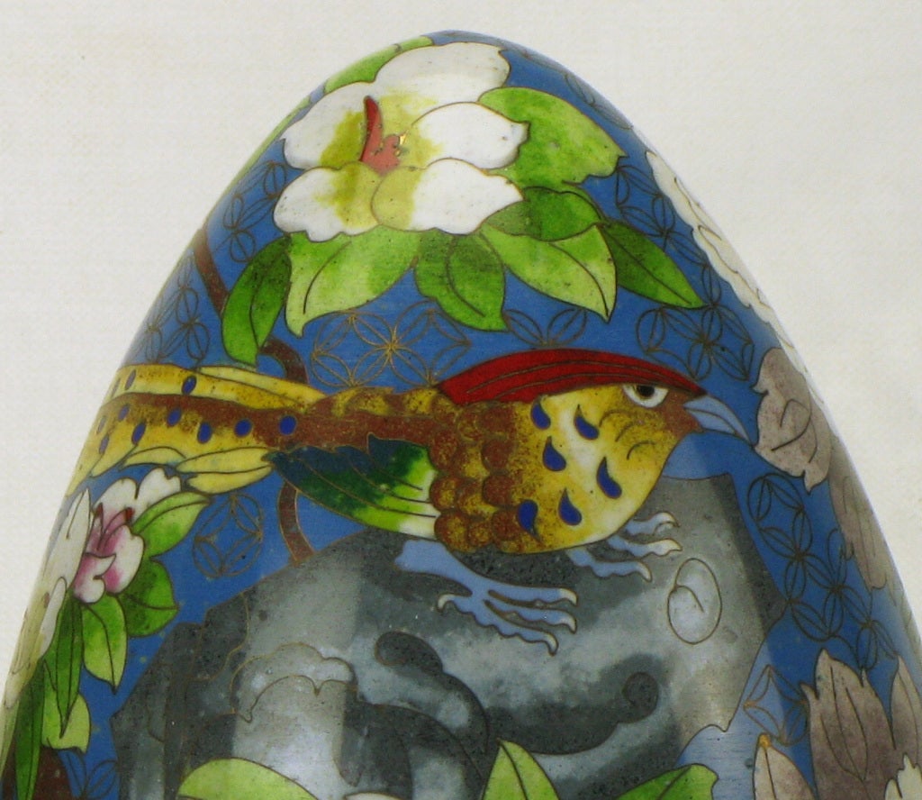 Pair of Colorful Cloisonne Eggs For Sale 2