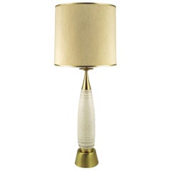 Grand Scale Rembrandt Brass & Glazed Pottery Table Lamp