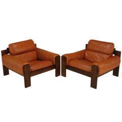 Pair UU-VEE Kaluste Oy Finnish Rosewood & Leather Club Chairs