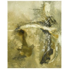 Large Earth Tone Oil & Gesso Relief Abstract By Hardy