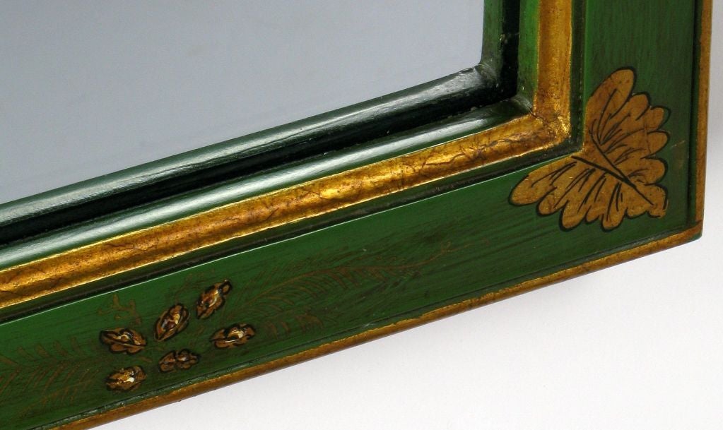 Wood Green Lacquer & Gilt Queen Anne Chinoiserie Wall Mirror