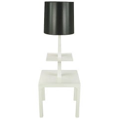 White Lacquer Two-Tier Lamp Table After Tommi Parzinger