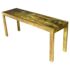 Mastercraft Brass Console With Bernhard Rohne Acid-Etched Top