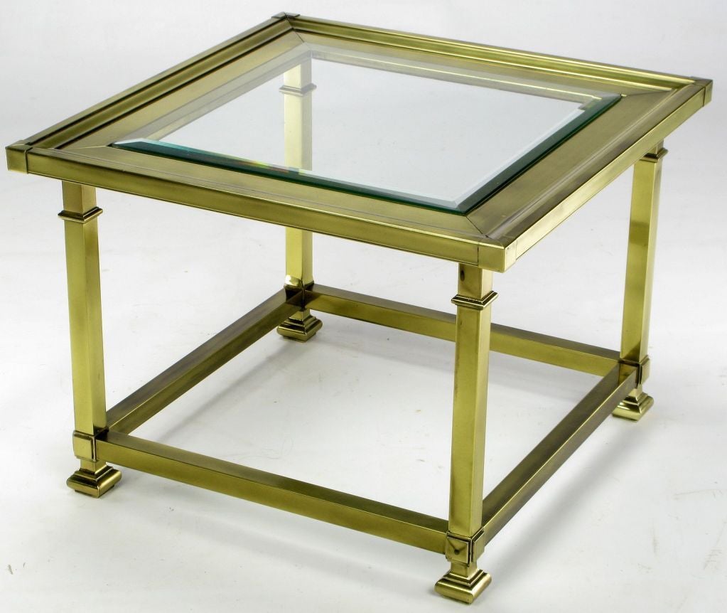 American Pair Brass Picture Frame End Tables By Mastercraft