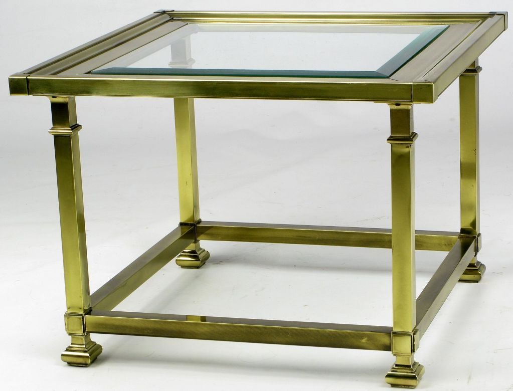 Late 20th Century Pair Brass Picture Frame End Tables By Mastercraft