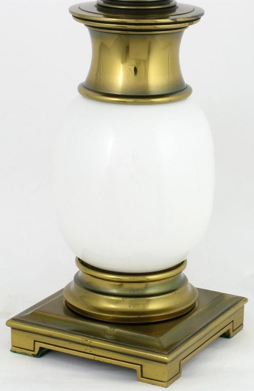 Pair Stiffel Ostrich Egg & Antique Brass Table Lamps 2