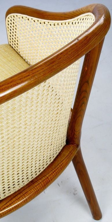 Late 20th Century Pair of Ward Bennett Oak and Cane Armchairs