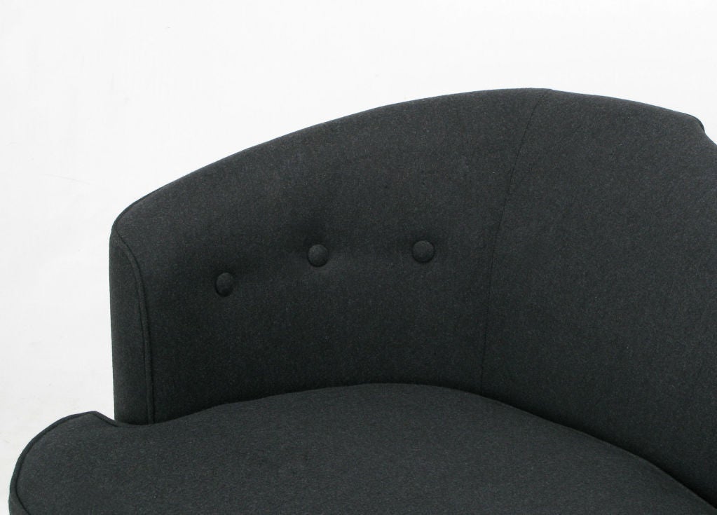 20th Century Sculptural Charcoal Wool Felt Upholstered Settee