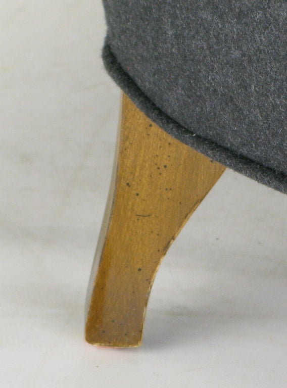 Sculptural Charcoal Wool Felt Upholstered Settee 4