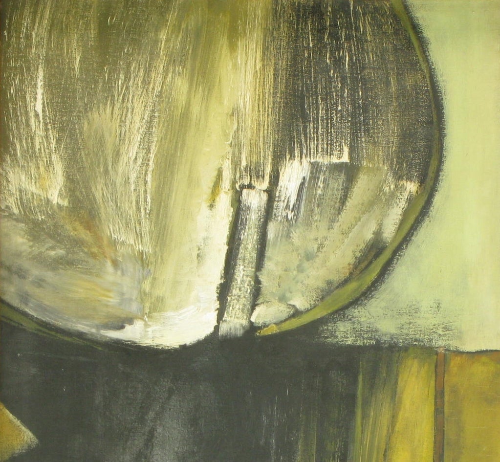 American Brooding 1956 Abstract Oil Painting On Canvas By R. Post.