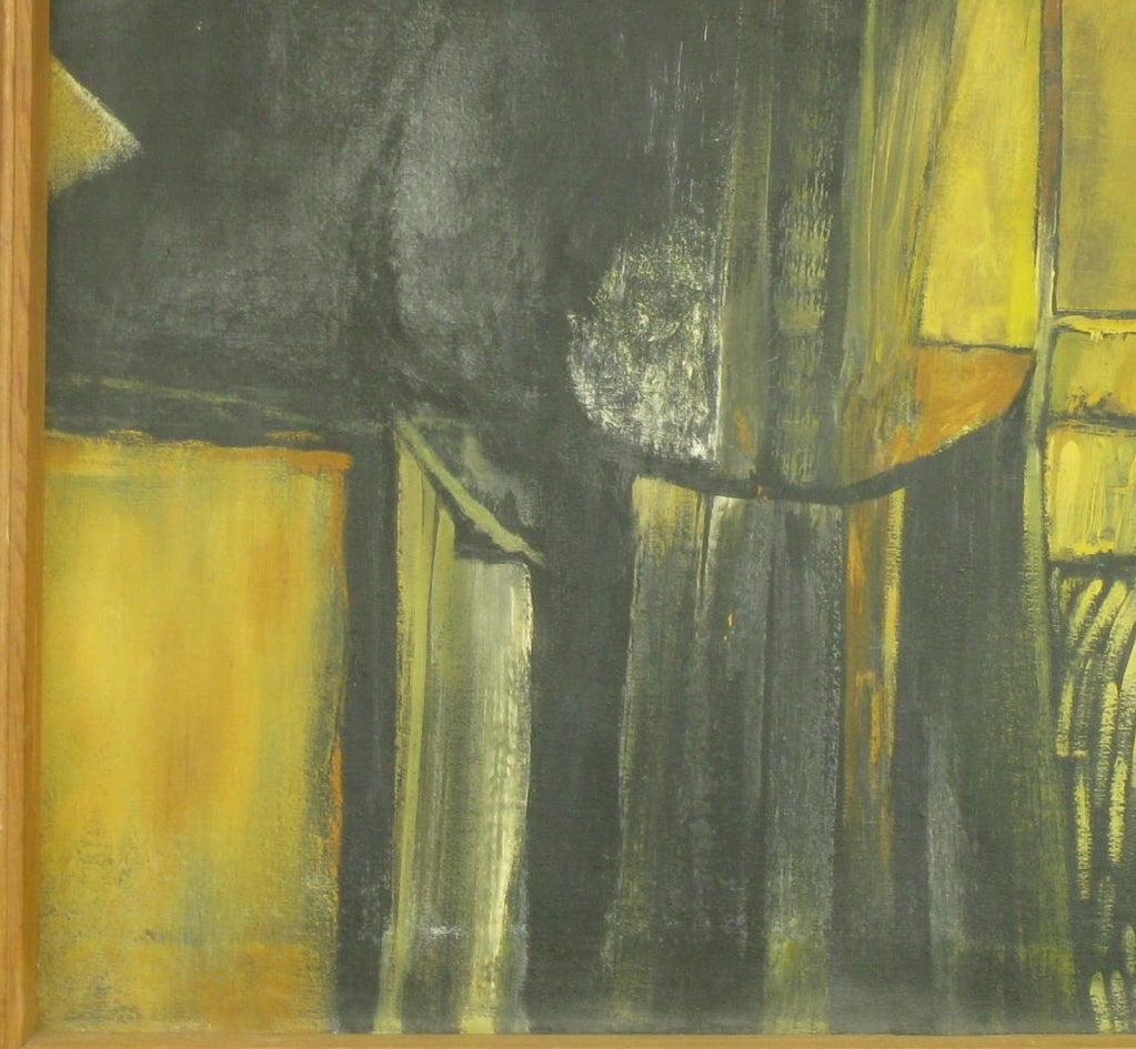 Mid-20th Century Brooding 1956 Abstract Oil Painting On Canvas By R. Post.