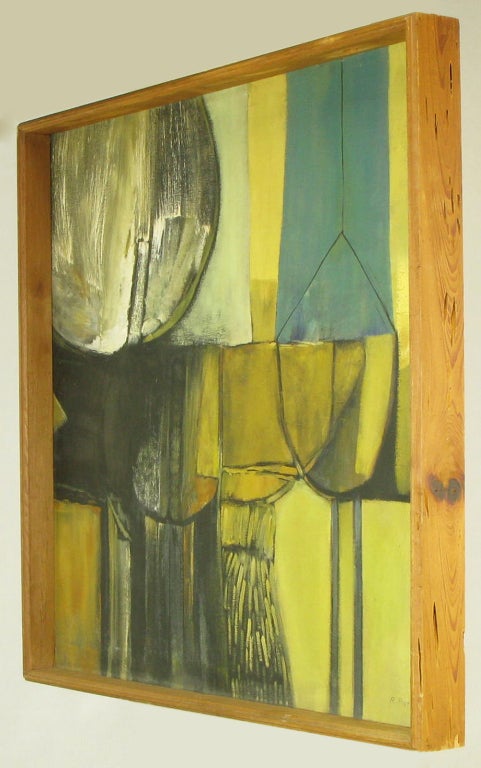 Brooding 1956 Abstract Oil Painting On Canvas By R. Post. 4
