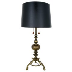 Vintage Neoclassical Tripod Base Brass Table Lamp by Stiffel