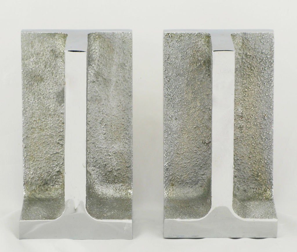 American Pair Signed Studio Aluminum Bookends