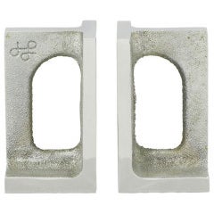 Pair Signed Studio Aluminum Bookends 6