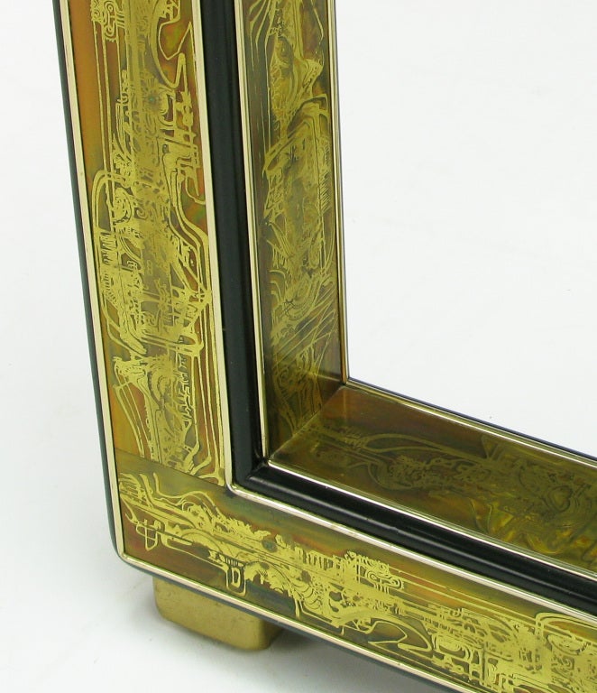 Mastercraft Bernhard Rohne Acid-Etched Brass Table For Sale 1