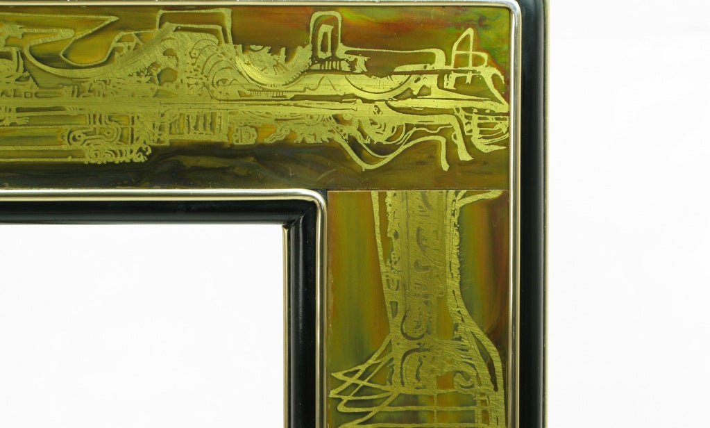 Mastercraft Bernhard Rohne Acid-Etched Brass Table For Sale 3