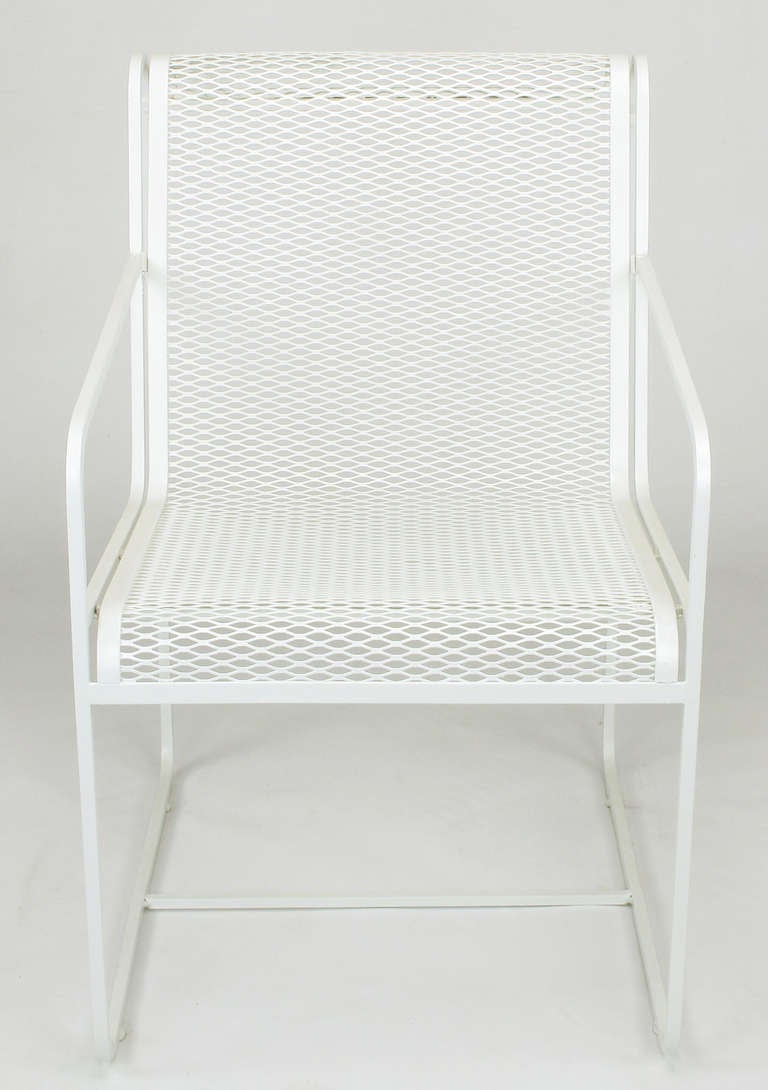 American Rare Set Four Maurizio Tempestini White Lacquer Iron Chairs