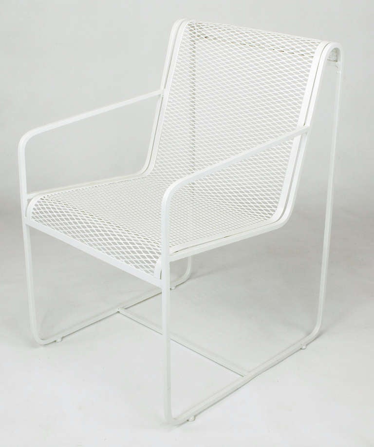Rare Set Four Maurizio Tempestini White Lacquer Iron Chairs In Excellent Condition In Chicago, IL