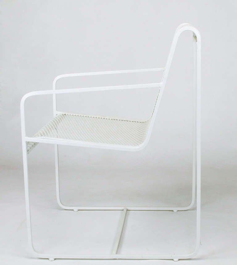 Mid-20th Century Rare Set Four Maurizio Tempestini White Lacquer Iron Chairs