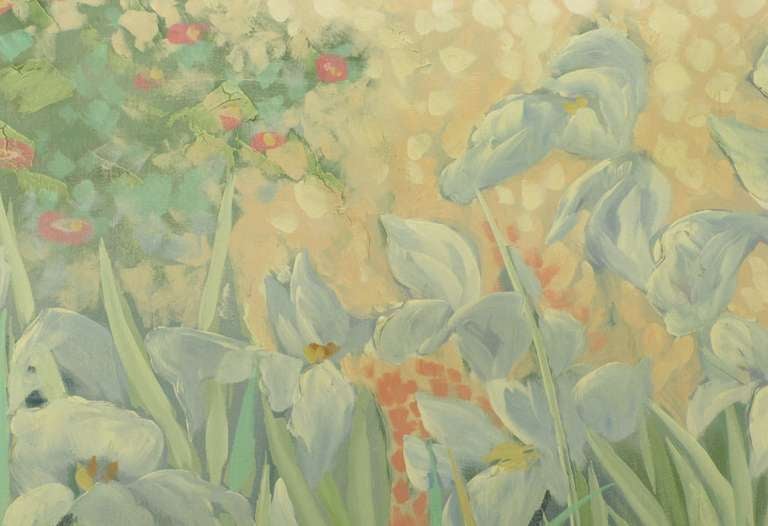 Américain Lee Reynolds Impressionist Garden Huile sur toile en vente