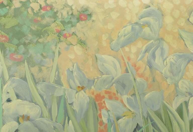 Americano Lee Reynolds Giardino impressionista Olio su tela in vendita