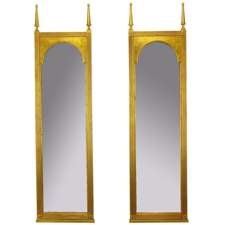 Pair Gilt Wood Double Spire Palladian Arch Mirrors For Sale at 1stdibs