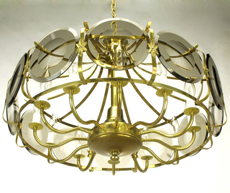 glass and brass chandelier