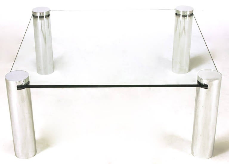 chrome and glass square coffee table