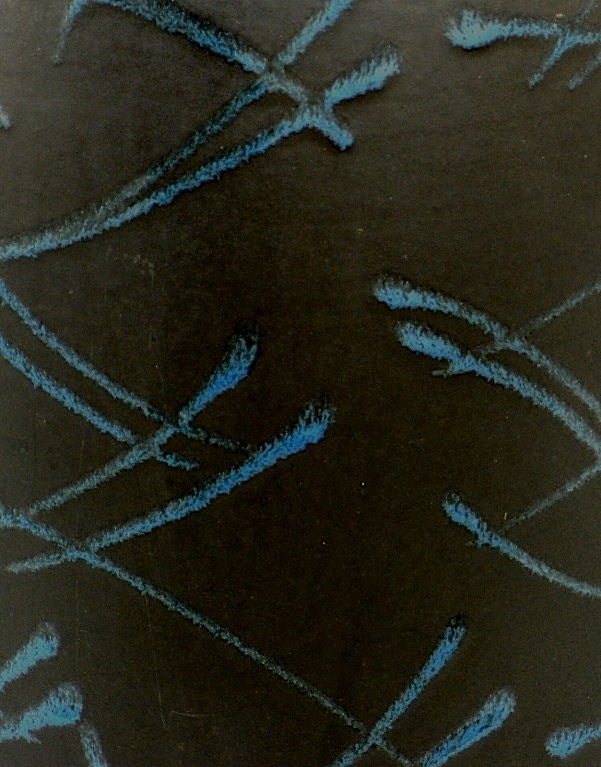 17" Black & Blue Abstract Scheurich West German Pottery Vase