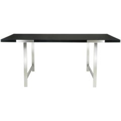 Custom Black Lacquered Mahogany 
Stainless Steel Writing Table