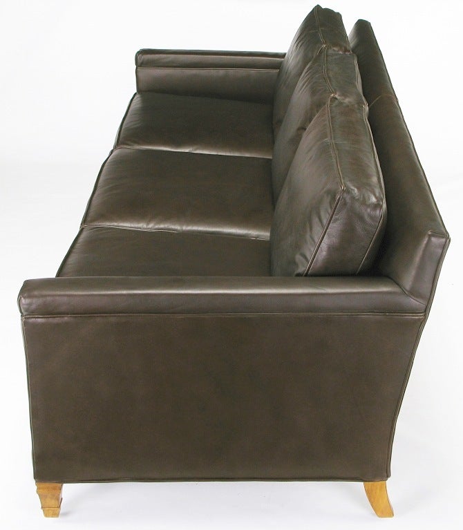 American Heritage Classic Dark Chocolate Leather Three Seat Sofa